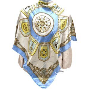 Vgt Moon Bat 00% Silk scarf satin 34"34" light blue paile yellow gold chain(32)